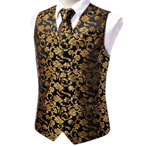 Men's 4Pcs Vest Tie Cufflinks Pocket Square Set Formal Waistcoat for Tuxedo Party Wear2