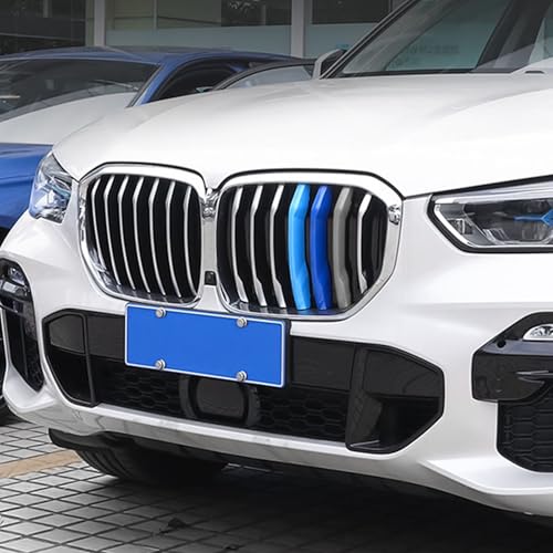 Image of x xotic tech Iconic 3-color Tri Grille Insert Trims Strips Compatible with BMW X Series X5 G05 2019-2023 with Night Vision Camera & 7 Beam Front Center Kidney Grilles Decoration