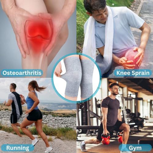 Image of Knee Cap Pair for Pain Relief & Knee Support | Compression Knee Sleeves & Braces for Gym, Sports, Workout, Running, Cycling & Exercise | Men & Women | M