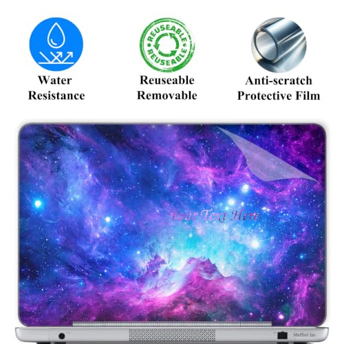 Image of Custom Design Personalized Laptop Skin Sticker Cover Art Decal, Customize with Your Name or Text (13 Inch, Galaxy Clouds)
