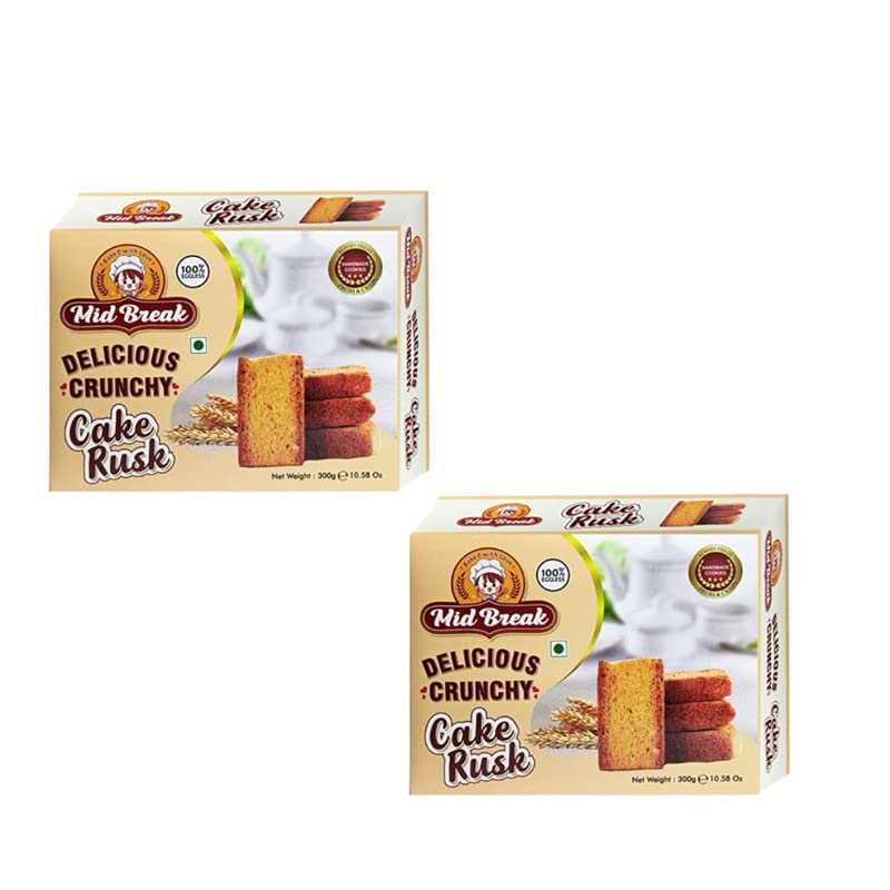 Mid Break - Cake Rusk | Extra Soft | Cake Rusk | 100% Eggless | Premium Handmade Cake Rusks | 300 Gm x 2 | Pack of 2 (B0BC4FW3JF) Amazon Price History, Amazon Price Tracker