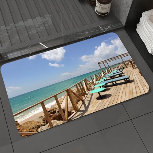 KDWJS Alfombra de Baño Antideslizante, Súper Absorbente Alfombras Ducha, Alfombrilla baño, Fácil de Limpiar,Playa Romana Playa en Alcossebre también Alcoceber en Castellón de España,40x60 cm