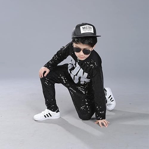 Miniatura 4 de LOLANTA Disfraz de baile para niños y niñas, ropa de hip hop con lentejuelas de los años 80 y 90, trajes brillantes de baile