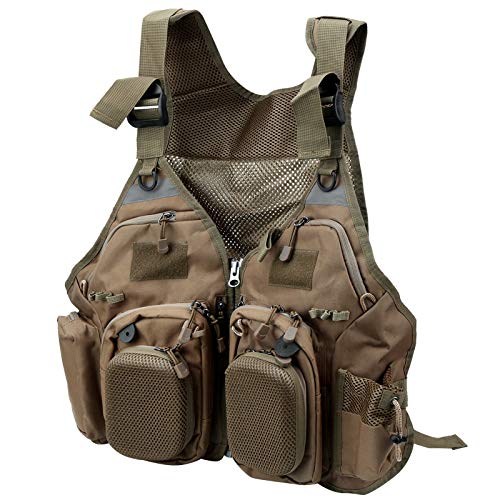 Outdoor Fishing Vest, Outdoor Sport Vest, with High‑Quality Front Zipper Open Side Design Travel for Fishing Camping Home