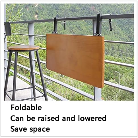 Adjustable Outdoor Folding Side Table Wall-Mounted Railing Table for Patio & Balcony Compact Hanging Deck Table Black Stand 80x35cm Perfect for JYDSll Spaces