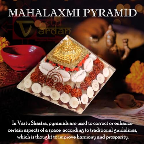 Image of Laxmi Pyramid | 3-Inch Goddess Laxmi Pyramid for Wealth, Prosperity, and Abundance | Handmade Spiritual Decor for Home and Office | Vastu Remedy for Success