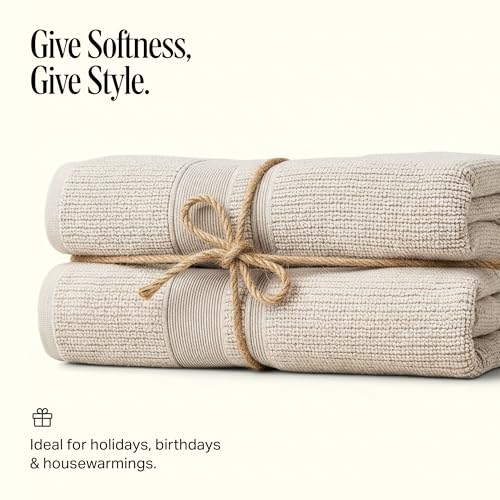 Image of Preston Lane Douro Hand Towel Set - 2 Pack Luxury Cotton Towels, Ultra Soft & Absorbent, Quick-Dry Spa-Quality Bathroom Towels, Made in Portugal, Clay 18.5 x 27.5