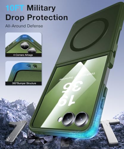 Image of NO.1 Magnetic for Samsung Galaxy Z Flip 7 Case Compatible with MagSafe [Military Grade Drop Tested][Translucent Matte][Anti-Fingerprint] Soft Silicone Bumper for Samsung Flip 7 Case Slim,Green