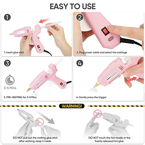 Romech Full Size Hot Glue Gun With 60/100W Dual Power And 21 Hot Glue Sticks (7/16"), Fast Preheating Heavy Duty Industrial Gluegun With Storage Case For Crafting, Diy And Repairs (Pink) #TOP5