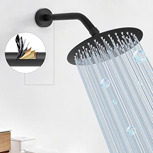 Harjue Shower Arm With Flange And Teflon Tape, Wall Mounted Shower Pipe Arm 304 Stainless Steel Extension Arm For Fixed Shower Head & Handheld Showerhead (8 Inch, Matte Black) #TOP4