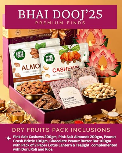 Image of Hyperfoods Bhai Dooj Tikka For Brother Dry Fruits Gift Hamper Dry Fruit Gift Box Chocolates Gift Pack Combo Dry Fruits Combo Pack Gift Hamper Box Bhai Dooj Gift Set For Brother