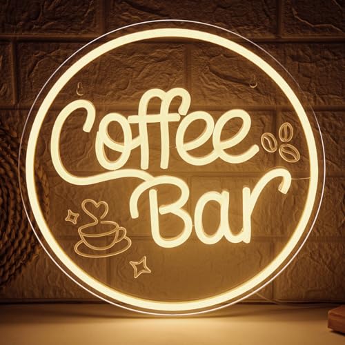Coffee Bar Neon Sign for Wall Decor Dimmable LED Neon coffee Light Up Sign for Coffee Station, Cafe...