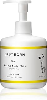 BABY BORN ベビーボーン Face & Body Milk ベビーローション 乳液 無添加 300ml 赤ちゃん 子供 東原亜希 (単品, 無香料)