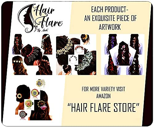 Hair Flare Floral Hair Vein for Women, Artificial Flower Hair Accessories, Hair Pin for Girls - Dark Pink, 2205 4