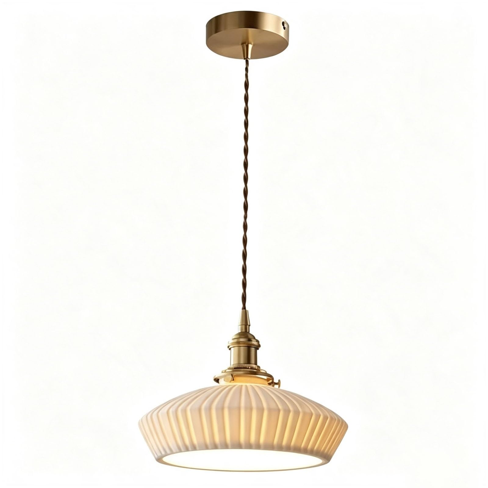 LUOYAOB White Ceramic Pendant Light Brass Socket Chandelier