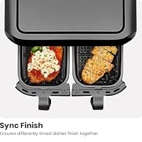 Chefman 6 Quart Dual Basket Air Fryer - Digital Touchscreen, Smart Sync Finish, Hi-Fry, Auto Shutoff, 2 Independent 3QT Nonstick Dishwasher-Safe Frying Baskets - Digital Double Air Fryer - Black — image 8