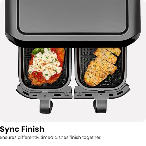 Chefman 6 Quart Dual Basket Air Fryer - Digital Touchscreen, Smart Sync Finish, Hi-Fry, Auto Shutoff, 2 Independent 3QT Nonstick Dishwasher-Safe Frying Baskets - Digital Double Air Fryer - Black - image 8