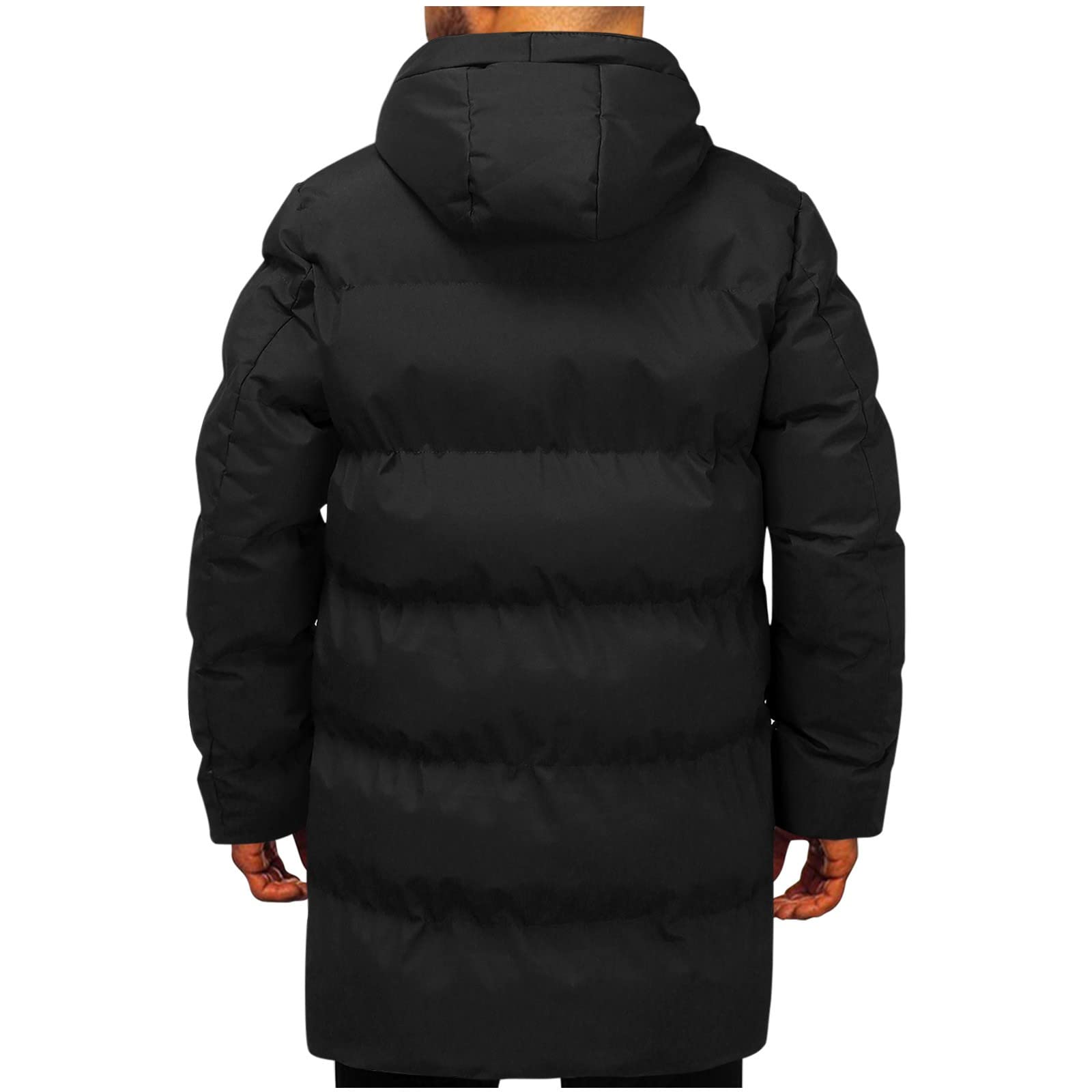 Chaqueta de Abrigo de Invierno para Hombre, Abrigo Informal de Manga Larga con Bolsillo y Cremallera sólida, con Capucha, Abrigos cálidos con Cremallera y Empalme Chalecos Abrigo