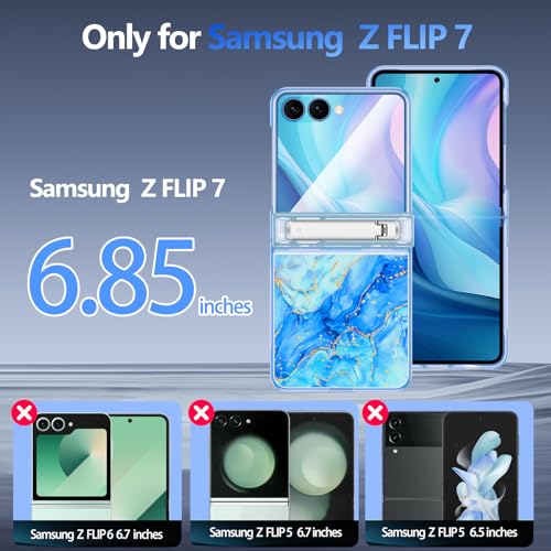 Shecaset for Galaxy Z Flip 7 Case,[Compatible with MagSafe][Built-in Screen Protector][Kickstand][Hinge Protection],Hard PC Slim Fit Shockproof Protective Case for Samsung Galaxy Z Flip 7,Sky Blue - image 2
