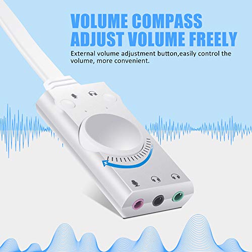 External USB Sound Card, PHOINIKAS USB to Audio Jack Adapter with 3.5mm Headphone and Microphone Jack, Volume Control, Stereo Sound Card Plug Play, for Windows, Mac, Linux, PC, Laptops, Desktops - Thumbnail 5