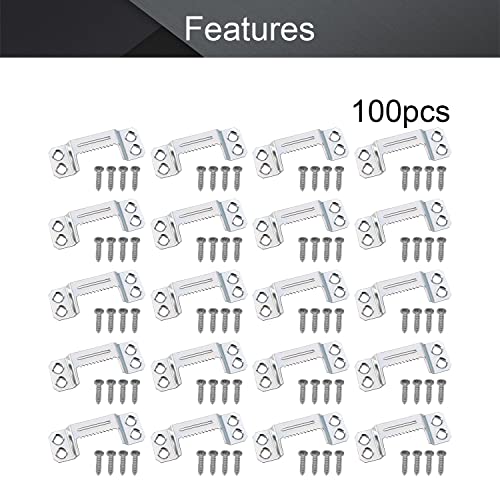 Image of MroMax 100PCS Sawtooth Picture Hangers Iron Picture Hangers 1.69 inch x 0.63 inch 4-Hole Picture Frames Hangers for Hanging Clock Paintings Artwork Picture Frame Hook Photos Silver