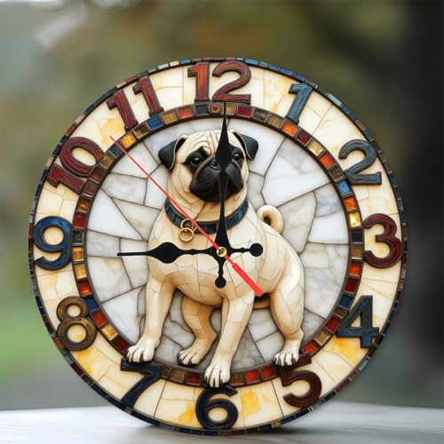 Reloj de pared decorativo Pug Dog de 10 pulgadas miniatura 1