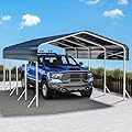 Heavy Duty Metal Carport, Reinforced Frame and Roof for All-Weather, Outdoor Galvanized Car Port with Enhanced Base for Car, Boats (Gray, 12x20 FT)