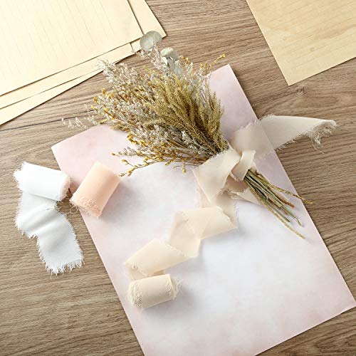 6 Rolls Handmade Fringe Chiffon Silk Ribbon 1.5" X 3 Yd Colorful Ribbon For Wedding Invitations, Bridal Bouquets, Gifts Wrapping, Diy Crafts(Nude Pink Set) #TOP2