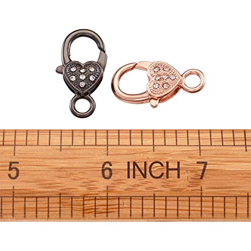 Kissitty 25Pcs/Box Heart Large Lobster Claw Clasps 5-Color Alloy Jewelry Making Clasp With Rhinestone For Diy Necklace Bracelet Key Chains Jewelry Diy Craft Making Accessories 1.04~1.06X0.55’’ #TOP5
