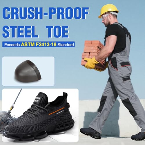 Steel Toe Shoes for Men Work Shoes Lightweight Steel Toe Sneakers Puncture Proof Construction Work Utility Shoe Indestructible Safety Footwear2