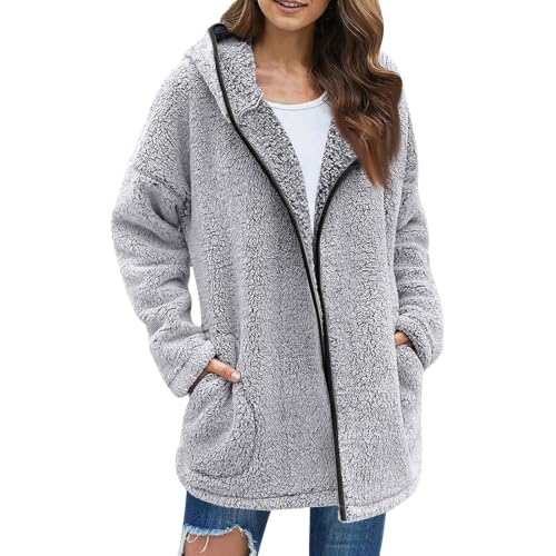 Sherpa Fleece Jacket Women Shearling Fluffy Blanket Winter Zip Up Outerwear - image 2