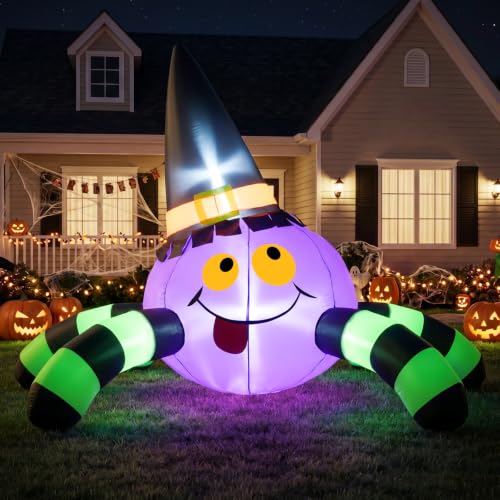 8FT Halloween Inflatable Witch Spider with LED Lights - image 3