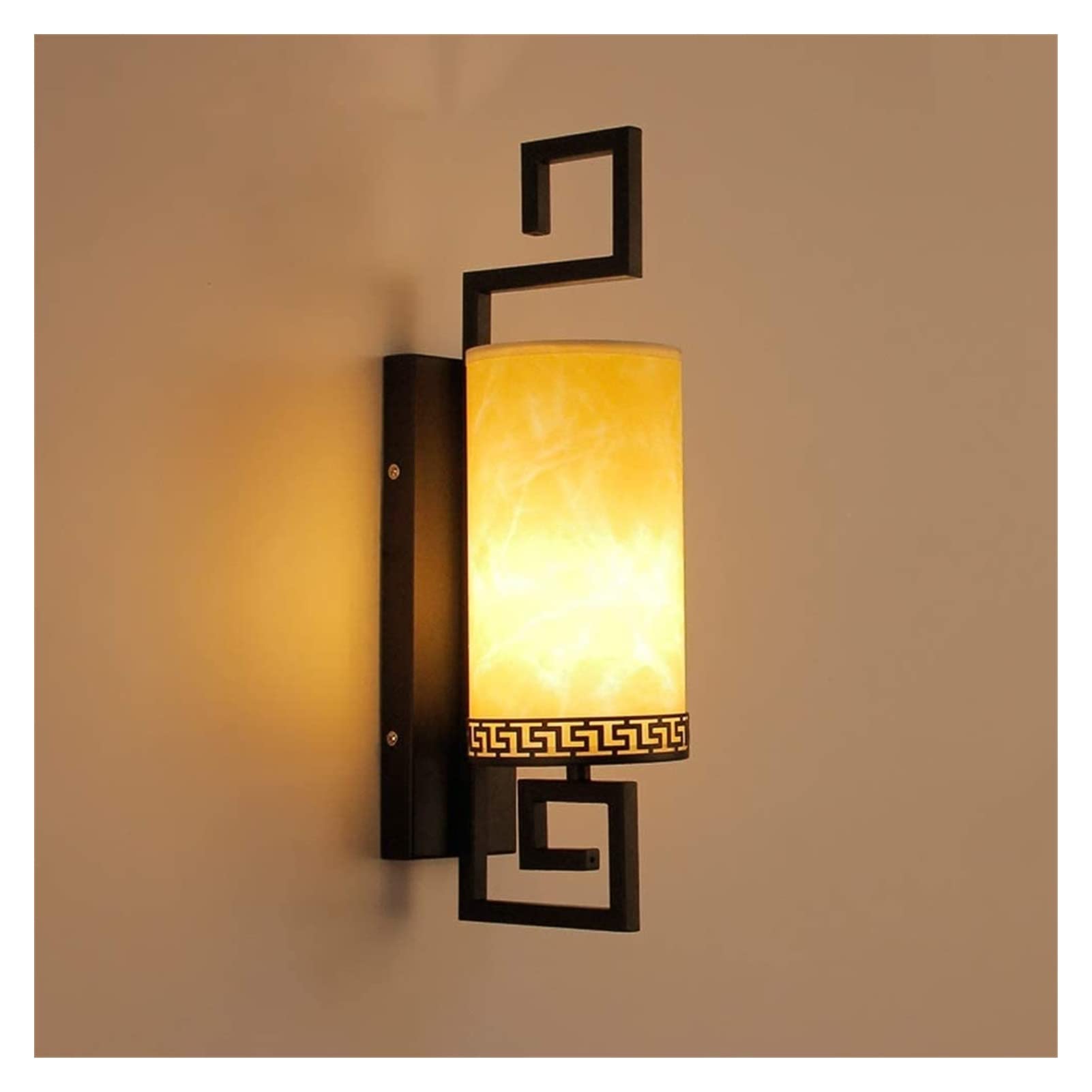 IUokLU Wall Sconce Lighting Fixture Oriental Traditional Zen Wall Light Wall Hanging Sconces with Parchment Lampshade Wall Lamps E27 Socket Staircase Corridor Lighting for Living Room Bat(Black-2PCS)