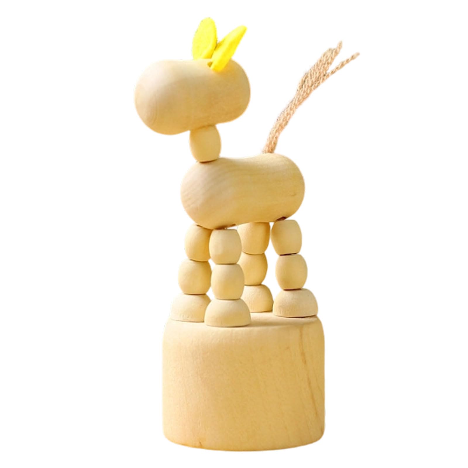 Rafgaldex A Cartoon Nimal Statues Table Ornament For Home Decors Wooden Movable Puppet Figurines Educational Toy Gift Clown Horse Giraffe Dog Statue