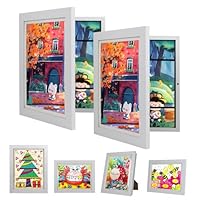 2Pack Kids Artwork Display Frame - 25.4x31.8 cm Kids Art Frame, Front opening A4 Picture Frame,for Photo,Children's Drawing,Certificate,With Storage(White)