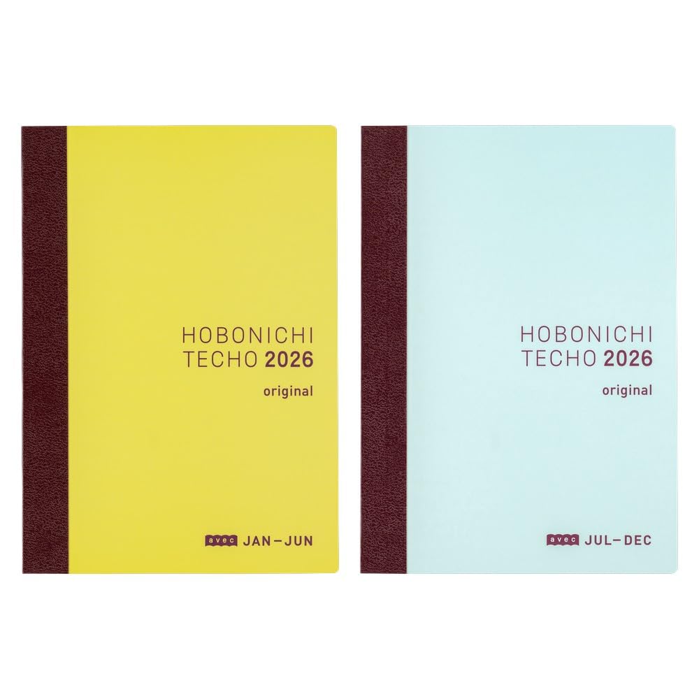 Hobonichi Techo 2026 Original Avec Books A6, Daily, 6-month x 2-Book Set (Jan Start), Japanese, Planner