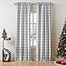 Bapawfish Fenstervorhang, Büffelkariert, halbtransparent, Bauernhaus, rustikale Stangentasche, Fensterbehandlung für Schlafzimmer, Wohnzimmer, 2 Paneele, 101,6 x 241,3 cm, Grau