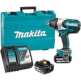 Makita DTW1002RTE 18V LXT Brushless Cordless 1/2" Variable 3-Speed Impact Wrench Kit with 2 Batteries (5.0 Ah), Rapid Charger & Tool Case