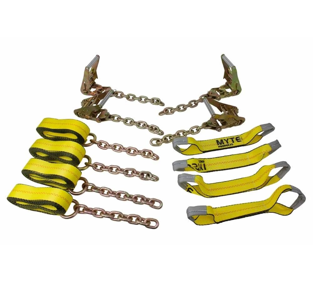 Mytee Products 2 Ton Snatch Block w/Chain Anchor & 8-Point Rollback Tie Down System - 14ft