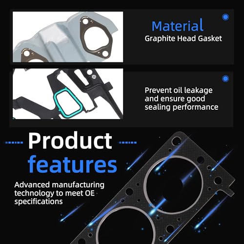 Image of Engine Head Gasket Set, HS9071PT-3 Fits for Chevy Equinox 2005-2009, for Pontiac Torrent 2006-2009, 3.4L 207Cu. in. V6 Gas OHV Naturally Aspirated, Full Head Gasket kit