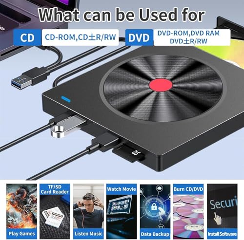 Unidad Externa Multifuncional CD DVD USB 3.0 Tipo C miniatura 4