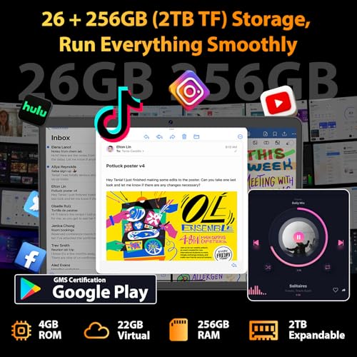 Image of 2026 Android Tablet with Keyboard, Upgraded Android 16 tablet with 26GB+256GB+2TB Expand, 10 inch Tablet PC with 8-Core, Gemini AI, WiFi, 8000mAh, GMS,GPS, 2-in-1 Tablet with Case,Mouse,Stylus (Green)