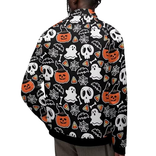 Chaqueta gráfica casual para hombre con cierre completo miniatura 3