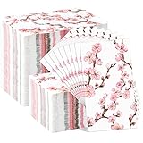 Estune 200 Pcs Guest Napkins 2 Ply Disposable Paper Flowers Dinner Hand Napkin for Bathroom Powder Room Wedding Holiday Birthday Bridal Shower Party Towels(Cherry Blossoms)