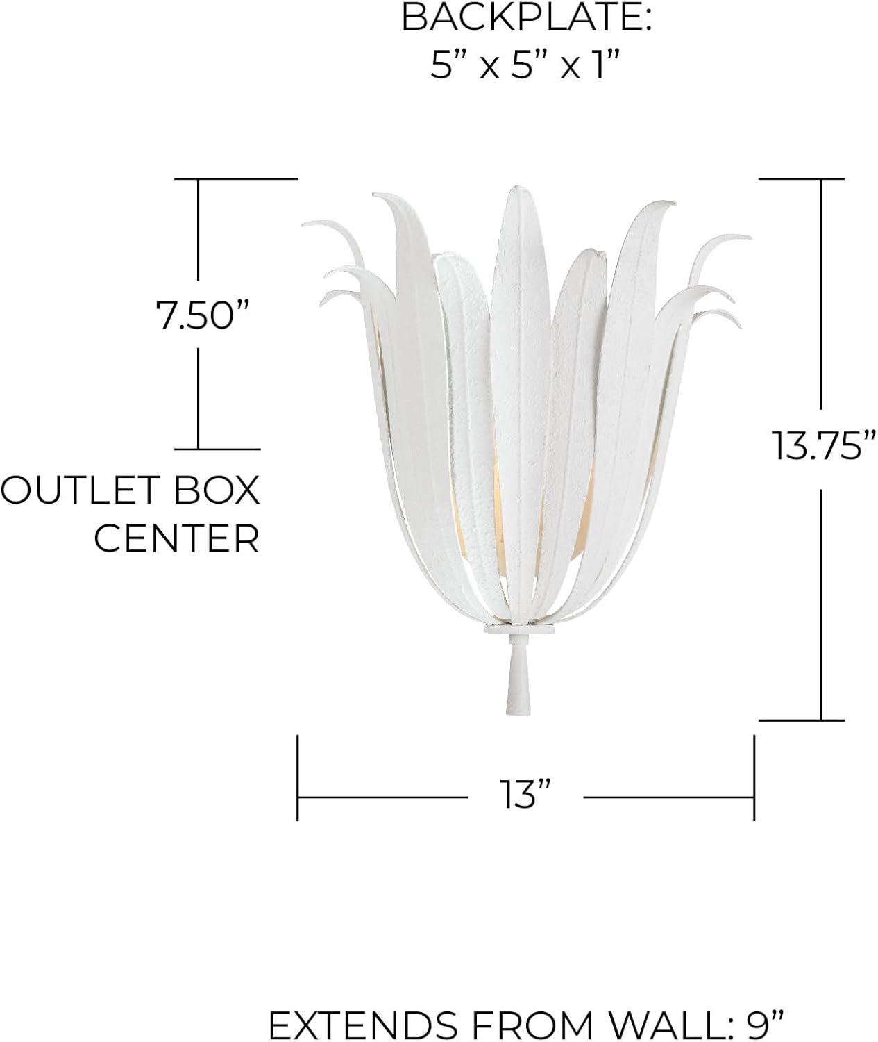 Capital Lighting 649511XW Eden Traditional Bohemian Botanically Inspired Wall Sconce, 1-Light 60 Watt, 14" H x 13" W, Textured White