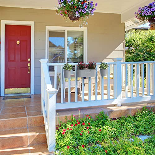 Barnyard Designs Metal Wall Planter, Indoor Outdoor Hanging Plant Pot Decor, Rustic Herb Flower Plant Holder, Cool Grey, Large: 11.25" X 4.25" X 3.75", Small: 4.30" X 4", Set Of 3 #TOP3