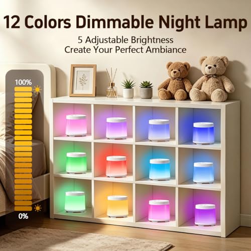 Image of Rechargeable Nursery Night Light Sound White Noise Machine for Baby Kids Adults with Hushing Sounds 30 Sleeping Sounds 12 Colors Night Light 4 Timers Memory Function for Home Breastfeeding Camping