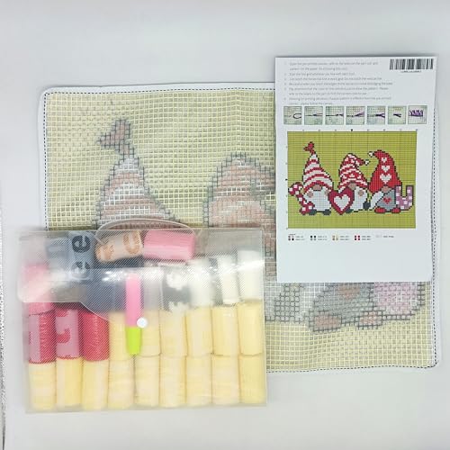 Image of Howie's Latch Hook Kits for Adults, DIY Christmas Gnomes Crochet Yarn Latch Hook Rug Kit for Adults, Color Preprinted Pattern Embroidery Decoration(Love, 19.69 x 14.96 inch)