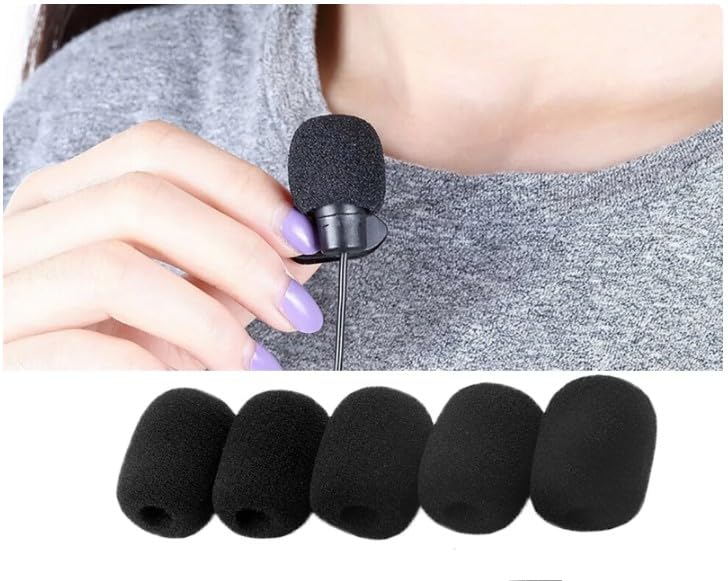 5 pack Headset Microphone Covers Foam, Lapel Headset Microphone Windscreen Sponge Foam Microphone Windscreen Mini Foam Cover for Variety of Headset Microphone Noise Reduction Microphone Windscreens
