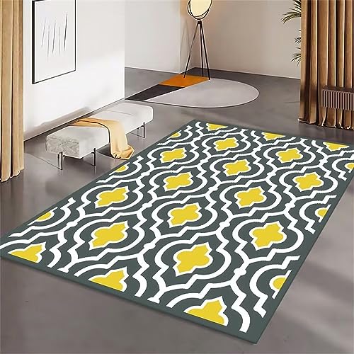 Xiaosua Alfombra Salon Alfombra Niña Habitacion Alfombra Salón Dormitorio Cuadros Amarillo Flor Patrón Salón Dormitorio...